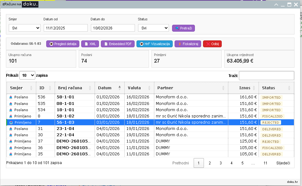 Interface plugina DOKU za Fiskalizaciju 2.0